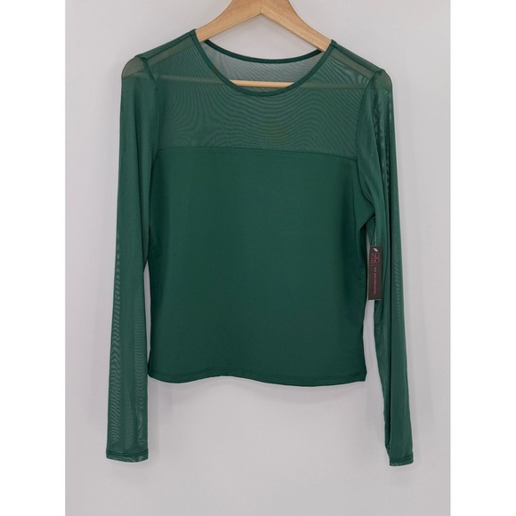 NWT No Boundaries Junior's True Green Mesh Top Blouse Size L Hipster Boho - Picture 1 of 9
